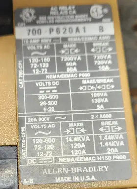 700-P620A1 ALLEN-BRADLEY Ac Relay #2