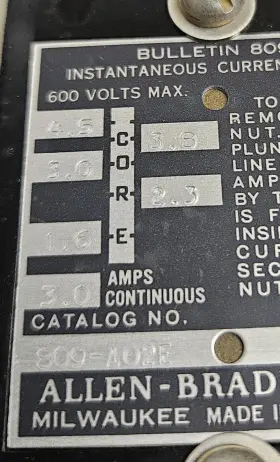 809-A02E ALLEN-BRADLEY Instantaneous Trip Relay