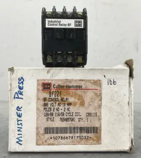 Cutler-hammer Bf22f Bf Control Relay 300vac 10 A 2 N.o. N.c. 120/110 Coil New