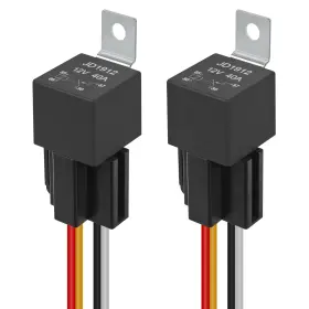 Dorhea Dad12604-1 2pcs Car Relay 12v 40a Spst 4 Pin Kit 12awg Wires With Builtin Diode Waterpro