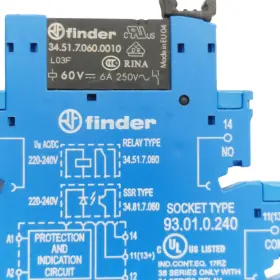 34.51.7.060.0010 FINDER Relay Socket Spdt Contact Coil #2