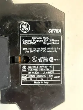 CR7RA-40 GENERAL ELECTRIC Relay #2