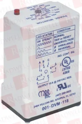 001-DVM-118 MOTOR PROTECTION ELEC. INC General Relays