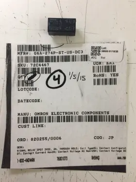 G6A-274P-ST-US-DC3 OMRON Relay General Rohs