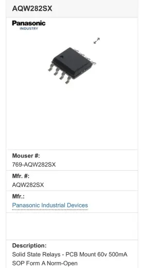 AQW282SX PANASONIC Solid Relay Pcb Mount Norm