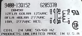 9400-14Q152 PRODUCTS UNLIMITED Relay #3