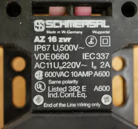 AZ16ZVRIP67 SCHMERSAL Az Zvr Safety Interlock Switch