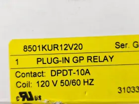 8501KUR12V20 SCHNEIDER ELECTRIC SQUARE Plug Gp Relay #2
