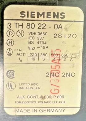 3TH8022-0A22E SIEMENS Contactor Relay Amp #3
