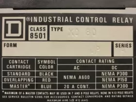 8501-XO80 SQUARE D Control Relay Coil Jp #2