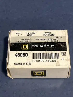 KU13V20 SQUARE D Pin Blade Plug Relay Vac