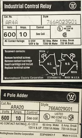 AR4A-ARA20 WESTINGHOUSE Control Relay Adder #2