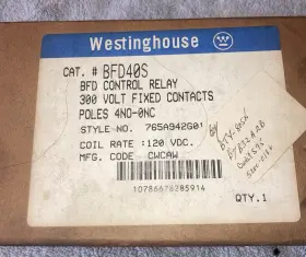 BFD40S WESTINGHOUSE Bfd Control Relay Box Poles Coil