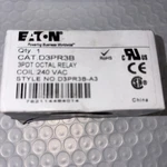 Eaton D3 Plug-in Octal Relay 3pdt 240vac Coil 7200 Ohm D3pr3b, 11-pin, New. Fixed Price $16.95.