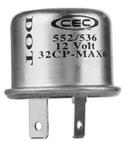 2-prong Thermal Turn Signal Flasher Relay Tf552/536, Two Pins, Round, 14 Amps. Fixed Price $4.95.
