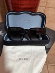 Gucci Square Sunglasses Black Plastic Frame Gray Gradient Lenses W/ Case. Fixed Price $120.00.