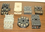 Lot Of 7 Relay Socket Bases All Different,ab,square D,gould (r3b5-3). Fixed Price $19.96.