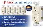 6x Eaton Trafci15la Afci Arc Fault Outlet 15a 125v Tamper Resistant Light Almond. Fixed Price $55.99.