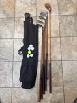 Player Starter Set Wood, Irons, Putter, Bag, Soft Balls Hickory Shaft Golf Clubs. Fixed Price $195.00.