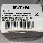 Eaton D65chk2c5a Current Monitor Relay 120v Ac Input 0.5-5a, New. Fixed Price $135.00.