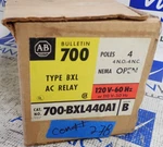 New Allen Bradley Type Bxl Ac Relay 700-bxl440a1 Ser.b 120v-60hz 4 Poles Con278. Fixed Price $106.00.