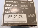 Sylvania P6 Control P6-20-76 10a 600vac 120v 60hz Coil 2 N.o. Poles. Fixed Price $47.85.